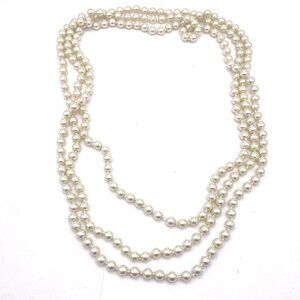 Quality Faux Pearls Knotted Long Necklace 92"